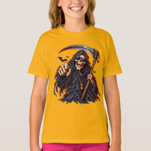 Camiseta Ceifador Sombrio do Halloween – Caveira com Foice,