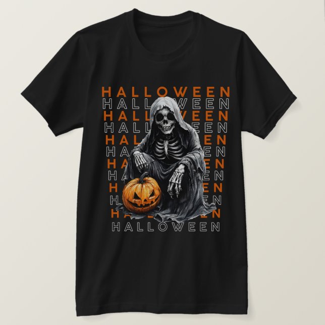 Camiseta Ceifeiro Sinistro de Halloween (Frente do Design)