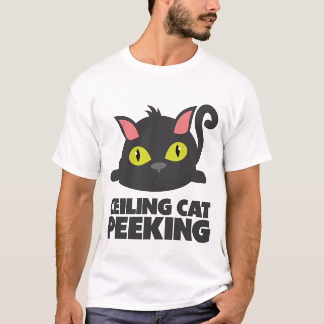 Camiseta Ceiling Cat Peeking Funny Internet Meme Art (Frente)