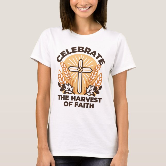 Camiseta Celebração da Faith Harvest - Arte Inspiradora (Frente)