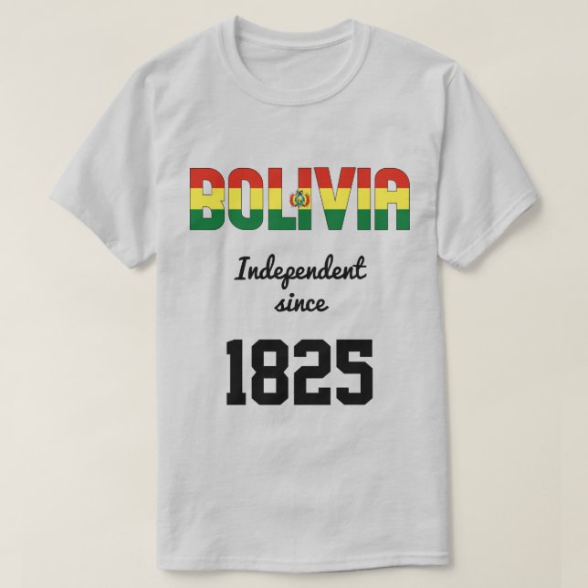 Camiseta Celebração da Independência da Bandeira da Bolívia (Frente do Design)