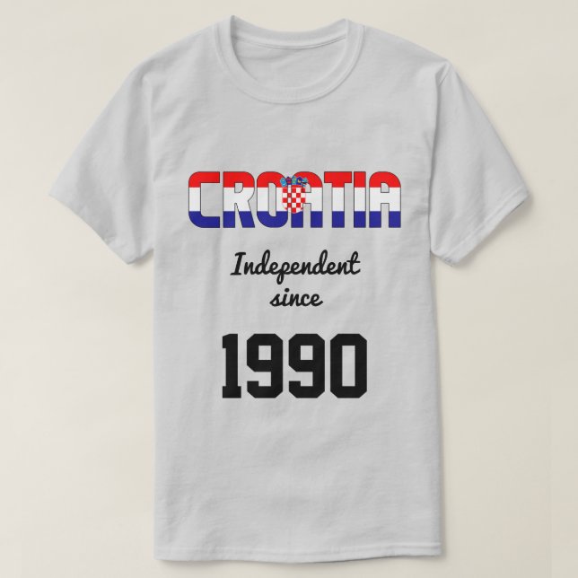 Camiseta Celebração da Independência de Bandeira da Croácia (Frente do Design)