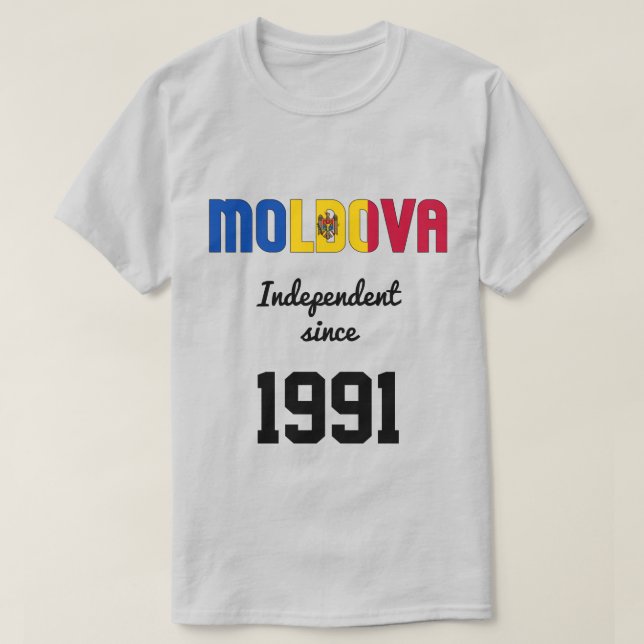 Camiseta Celebração da Independência de Bandeira da Moldávi (Frente do Design)