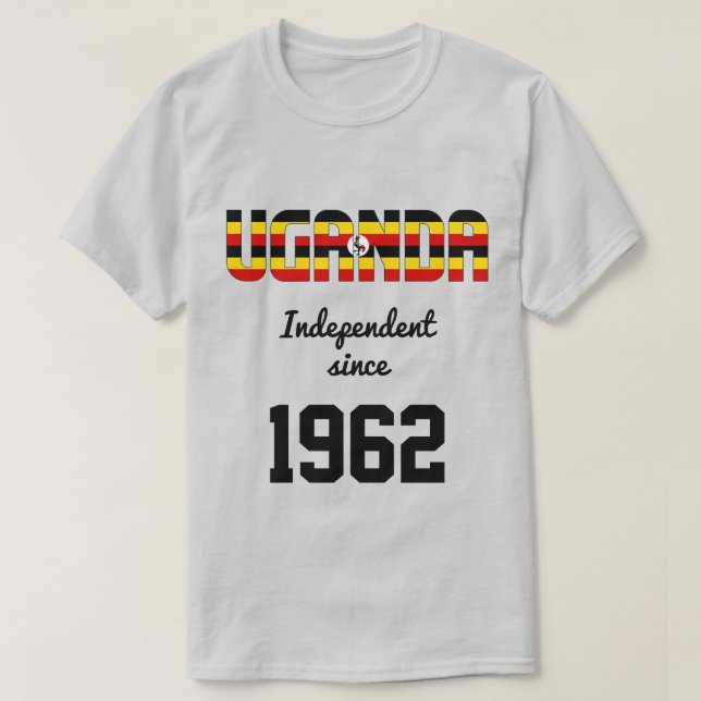 Camiseta Celebração da Independência de Bandeira do Uganda (Frente do Design)
