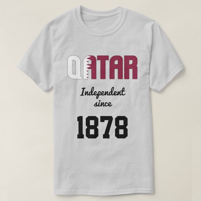 Camiseta Celebração da Independência de Bandeiras do Catar (Frente do Design)