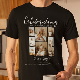Camiseta Celebração Da vida | 8 Colagem de Fotos Memorial