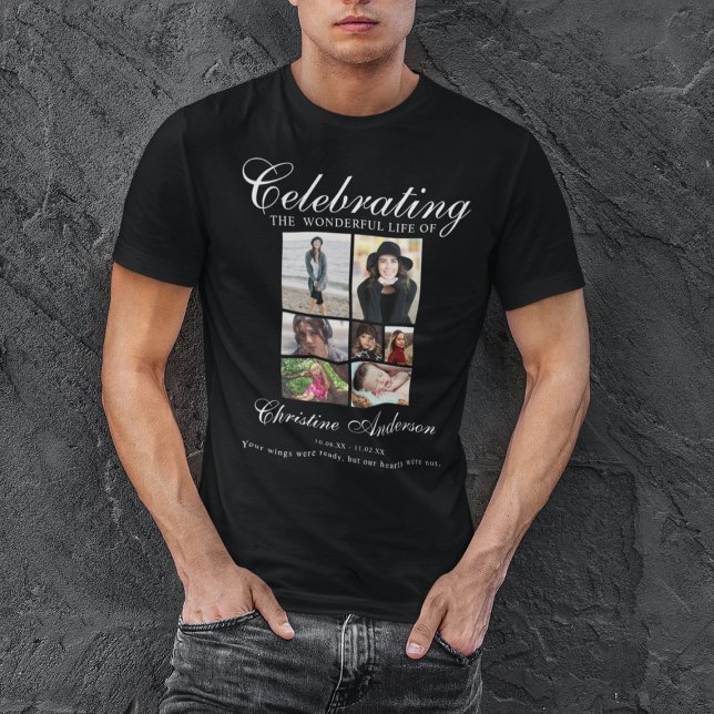 Camiseta Celebração Da Vida | Memorial da Colagem de Fotos (Criador carregado)
