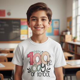 Camiseta Celebração de 100 Dias de Escola Criança Básico