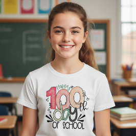Camiseta Celebração de 100 Dias de Escola Criança Básico