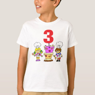 Camiseta Celebração de 3º Aniversário do Pequeno Chef Infan