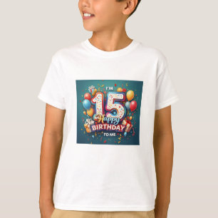 Camiseta Celebração de Aniversário de 15 Festivo