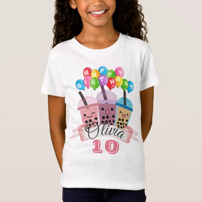 Camiseta Celebração de aniversário de Boba Tea Celebração d (Frente)