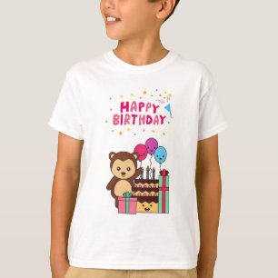 Camiseta Celebração de Aniversário do Urso Fofo - Desenho A