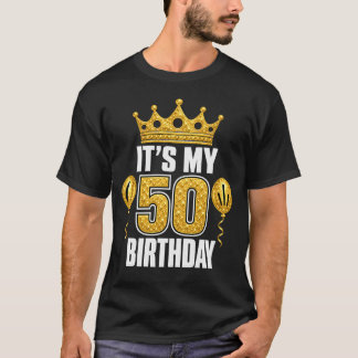 Camiseta Celebração de Balão Coroa de Aniversário de 50 ano