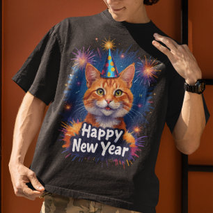 Camiseta Celebração de Gato de Ano Novo - Proprietário de G