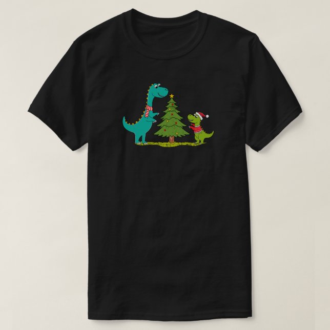 Camiseta Celebração de Natal dos Dinossauros (Frente do Design)