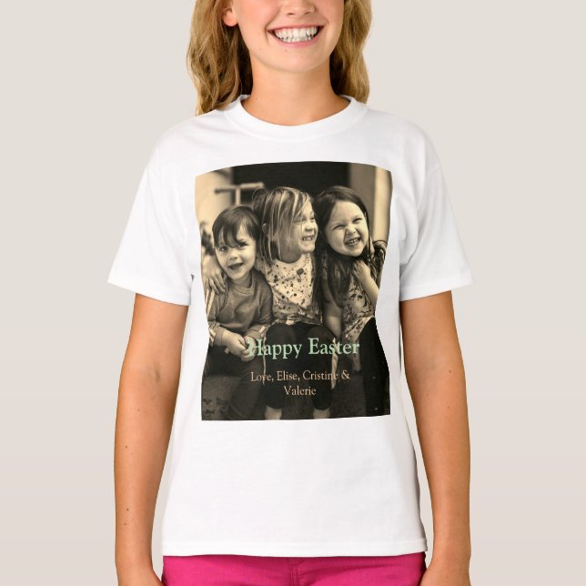 Camiseta Celebração de páscoa adicionar felz pascoa de foto (Frente)