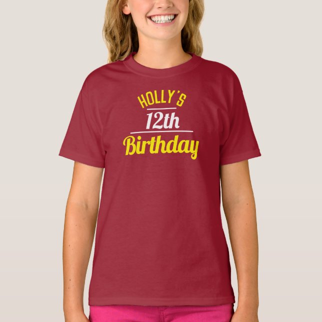 Camiseta Celebração de um T-Shirt 12 de Aniversário (Frente)