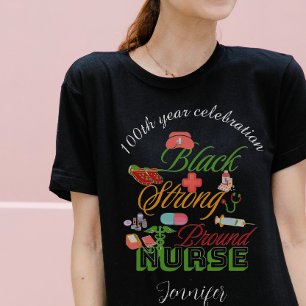Camiseta celebração do 100º ano enfermeira da história negr