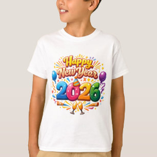 Camiseta Celebração do Ano Novo 2026 – Fogos de Artifício F
