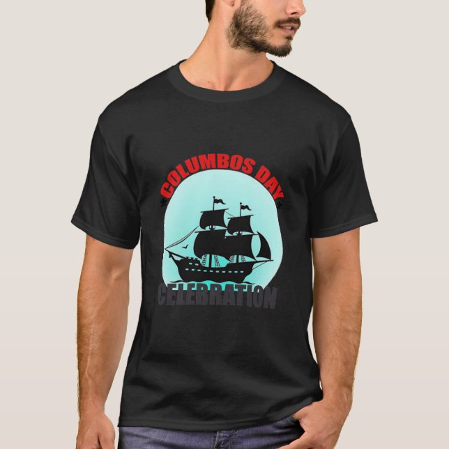 Camiseta Celebração do Dia de Colombo: Explore, Descubra (Frente)