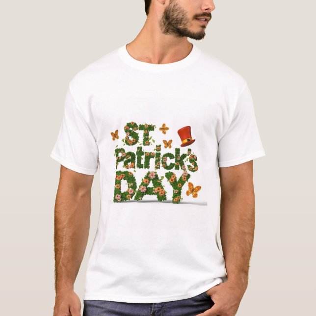 Camiseta Celebração do Dia de Patrick com Elegância Floral (Frente)