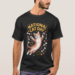 Camiseta Celebração do Dia Nacional do Gato Feliz do Gatinh
