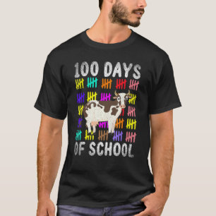 Camiseta Celebração Escolar de 100 Dias da Vaca Animal de F
