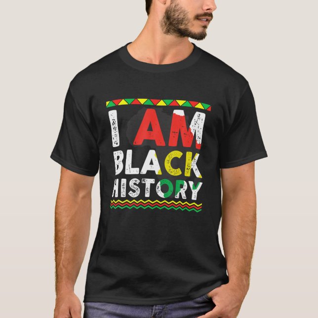 Camiseta Celebração Eu Sou História Negra Mês América Afric (Frente)