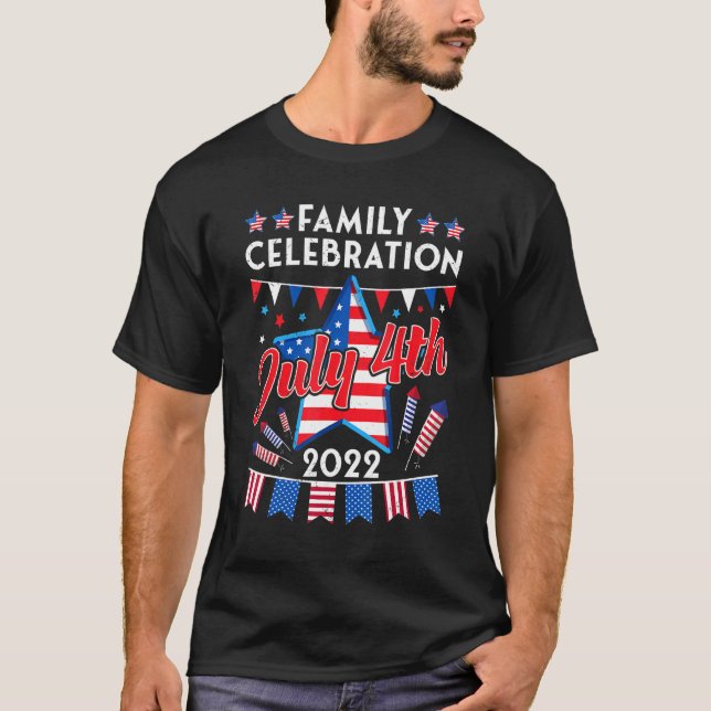 Camiseta Celebração Familiar 4 de julho de 2022 Para Homens (Frente)
