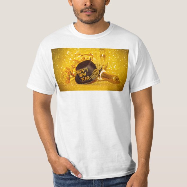 Camiseta Celebração festiva de Ano Novo SlipperyJoe (Frente)