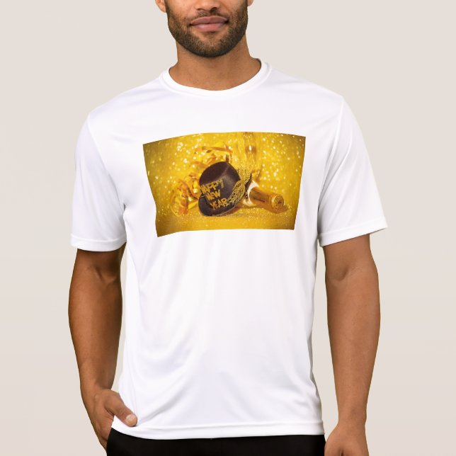 Camiseta Celebração festiva de Ano Novo SlipperyJoe (Frente)