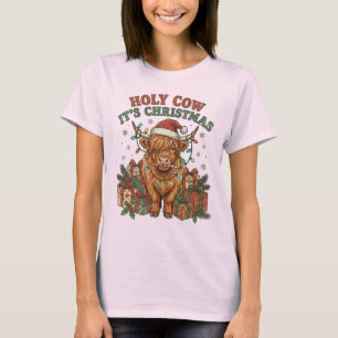 Camiseta Celebração Festiva de Natal da Vaca das Terras Alt