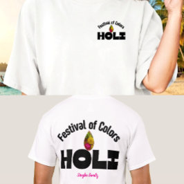 Camiseta Celebração Personalizada de Cores Festivas Holi Lu