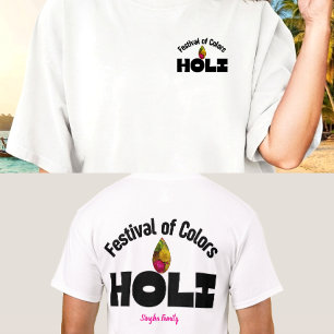 Camiseta Celebração Personalizada de Cores Festivas Holi Lu