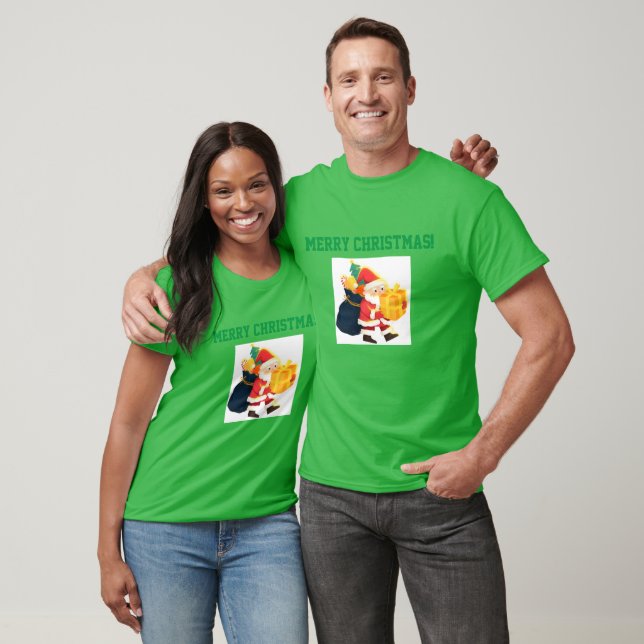 Camiseta Celebração Texto de Natal Presente Campainhas Nata (Unissex)