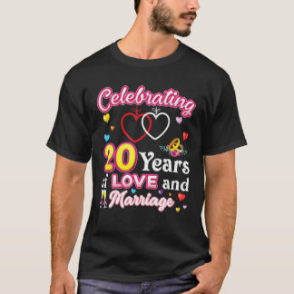 Camiseta Celebrando 20 Anos De Amor E 20 Casamento