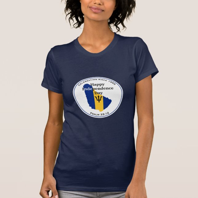 Camiseta Celebrando a INDEPENDÊNCIA DE BARBADOS Sinalizador (Frente)