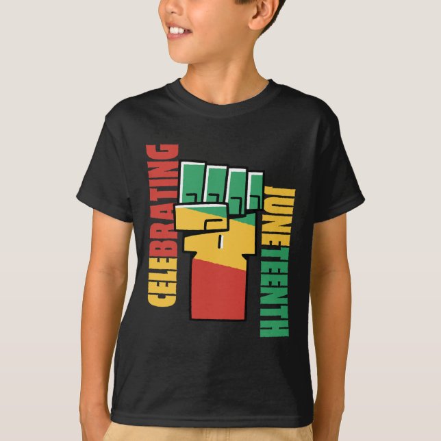 Camiseta Celebrando a Liberdade Negra 1865 Afro-Americano 3 (Frente)