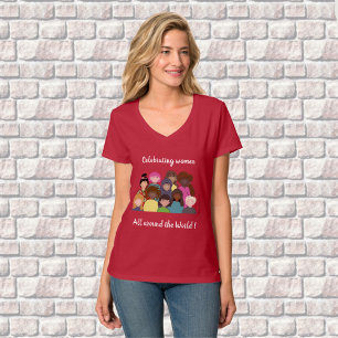 Camiseta Celebrando mulheres em todo o mundo feminista