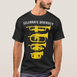 Camiseta Celebrar a diversidade, trompete engraçado, corne