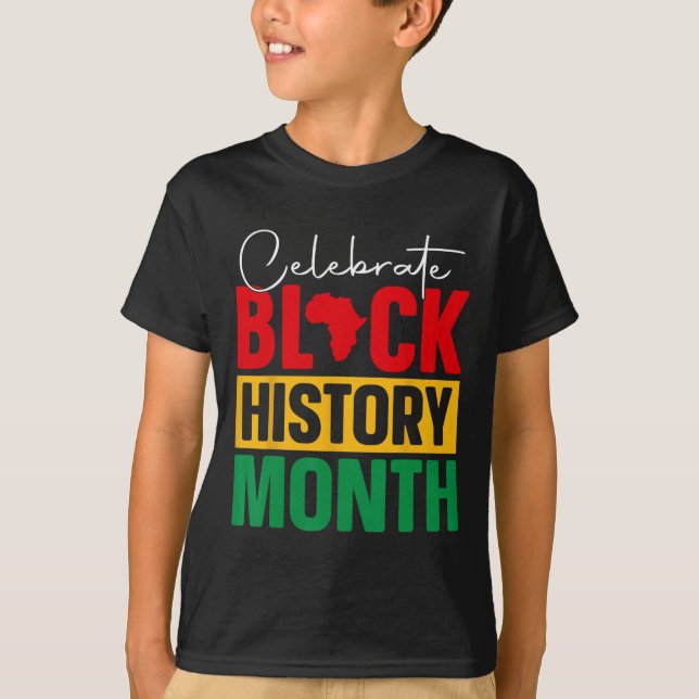 Camiseta Celebrar a História Negra Mês do Orgulho Negro Afr (Frente)