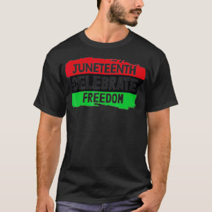 Camiseta Celebrar a Liberdade Negra de Tee Libertação de Ju