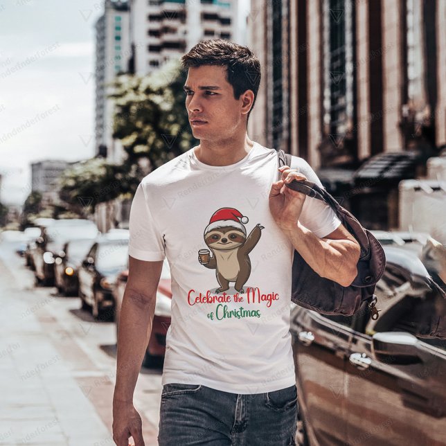 Camiseta Celebrar a magia de Sloth de Natal (Criador carregado)