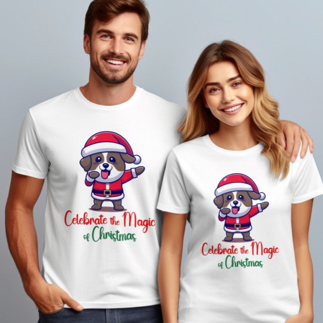 Camiseta Celebrar a magia do Cachorro de Natal (Criador carregado)