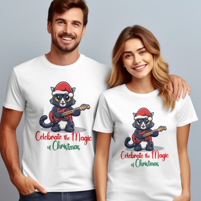 Camiseta Celebrar a magia do gato de Natal (Criador carregado)