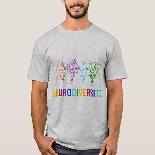 Camiseta Celebrar a Neurodiversidade com este arco-íris de  (Frente)