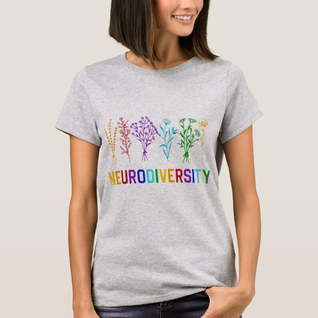 Camiseta Celebrar a Neurodiversidade com este arco-íris de  (Frente)