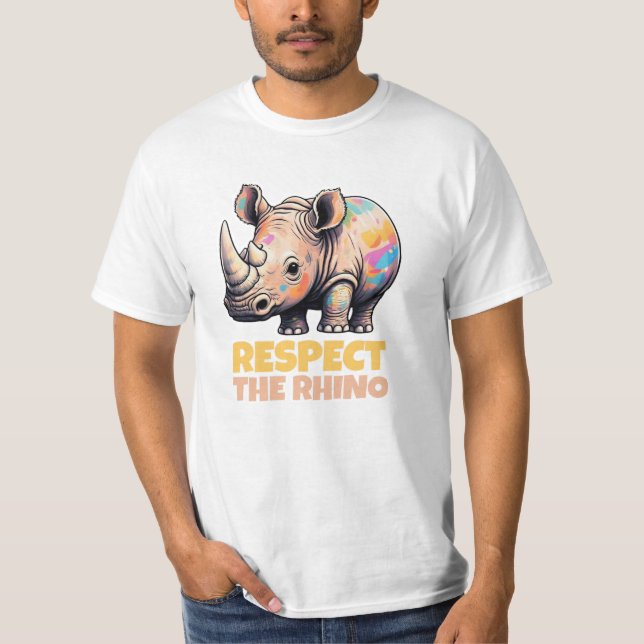 Camiseta Celebrar a vida selvagem com a arte Rhino (Frente)