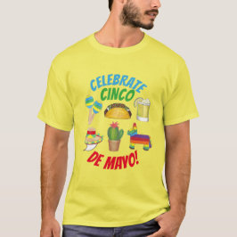 Camiseta Celebrar Cinco de Mayo Fiesta Taco Piñata Cactus